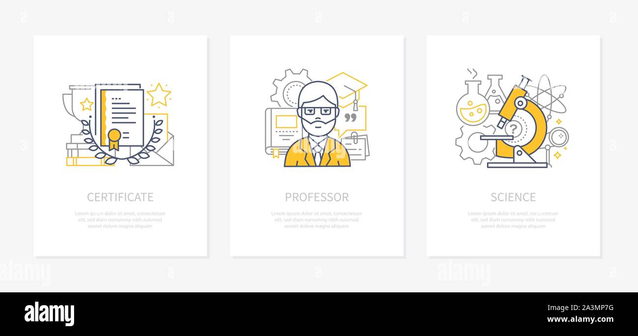 Educazione on line - linea stile design set di icone Illustrazione Vettoriale