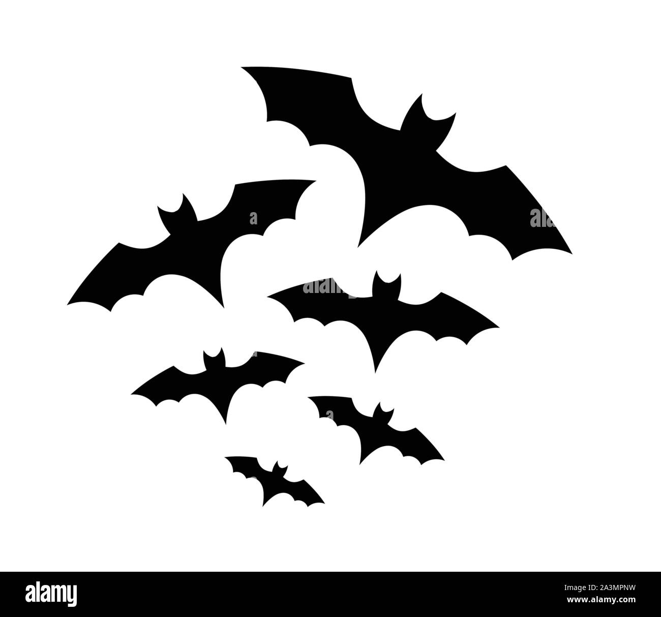 Colonia di pipistrelli su sfondo bianco.vettore di Halloween Illustrazione Vettoriale