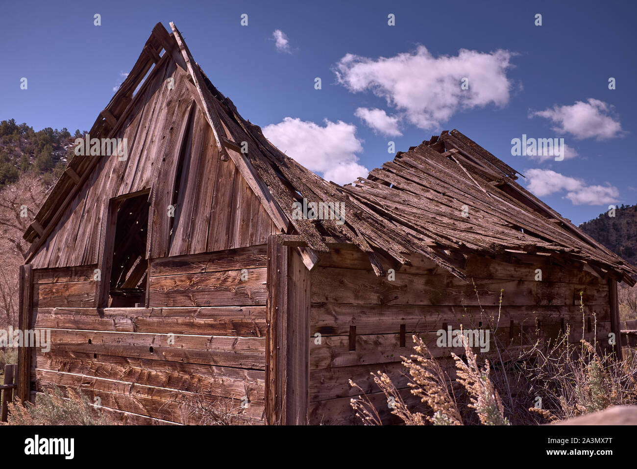 Un fienile abbandonati in Nine Mile Canyon dello Utah, Stati Uniti d'America Foto Stock