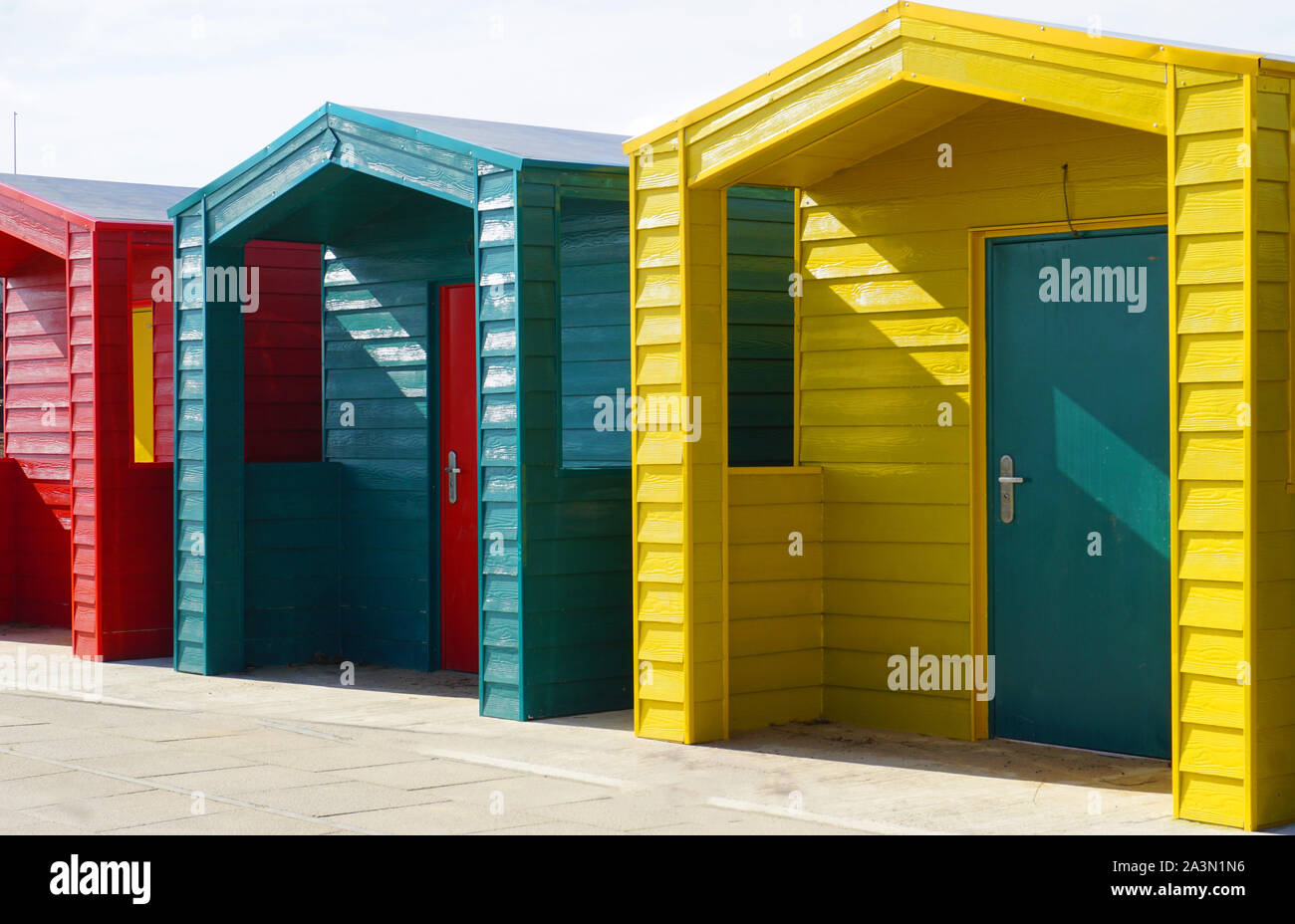 Seaton Carew Cabine in legno Foto Stock