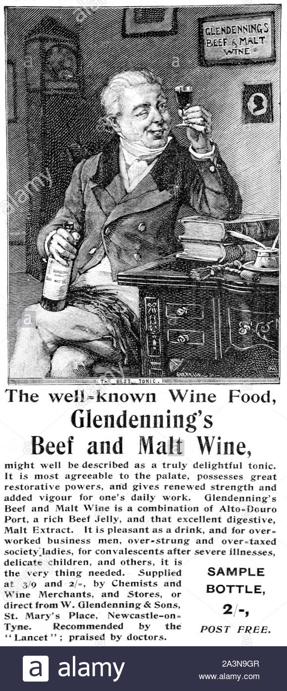Era Vittoriana, Glendenning di carni bovine e del vino di malto, vintage pubblicità dal 1899 Foto Stock