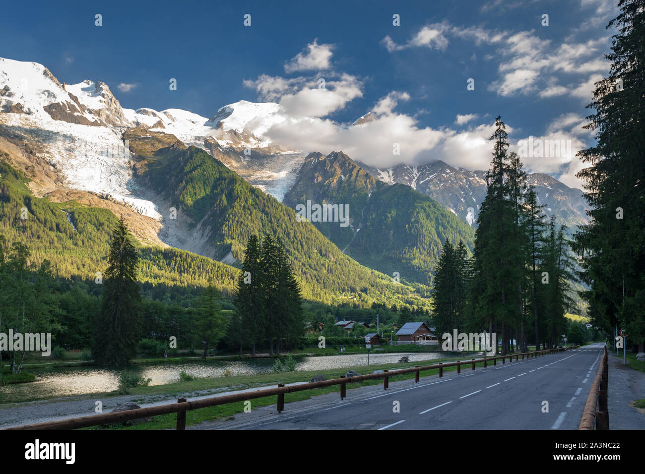 Vista sul Monte Bianco da Chamonix, Francia Foto Stock