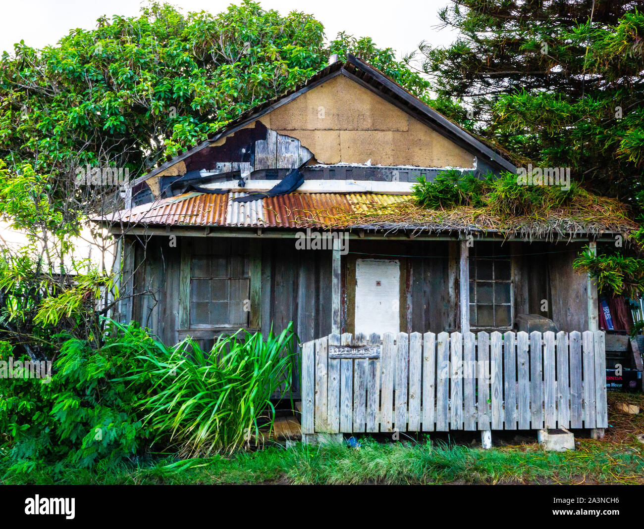 Shack abbandonato a Kapaa, Kauai, Hawaii, Stati Uniti Foto Stock