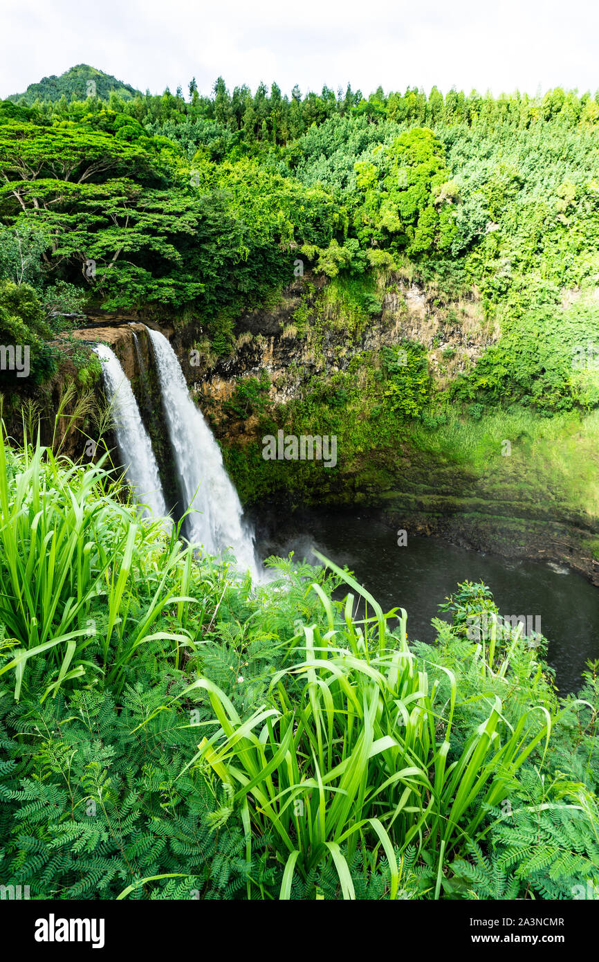 Cascate Wailua, Wailua, Kauai, Hawaii Foto Stock