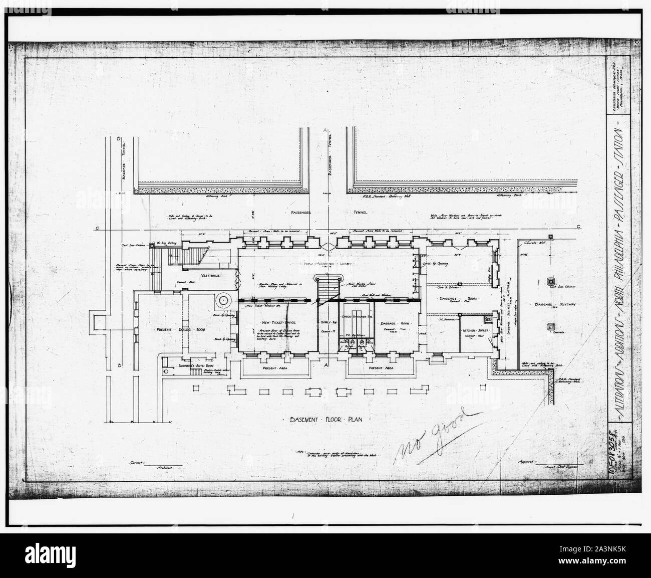 Maggio 1913 Disegno della proposta della fondazione piani per Germantown giunzione (North Philadelphia) stazione. Questo progetto non è stato utilizzato per i lavori di ristrutturazione che effettivamente si è verificato. Si tratta di un immagine di un luogo o un edificio che è elencato nel Registro Nazionale dei Luoghi Storici negli Stati Uniti d'America. Il suo numero di riferimento è 92000940 Foto Stock