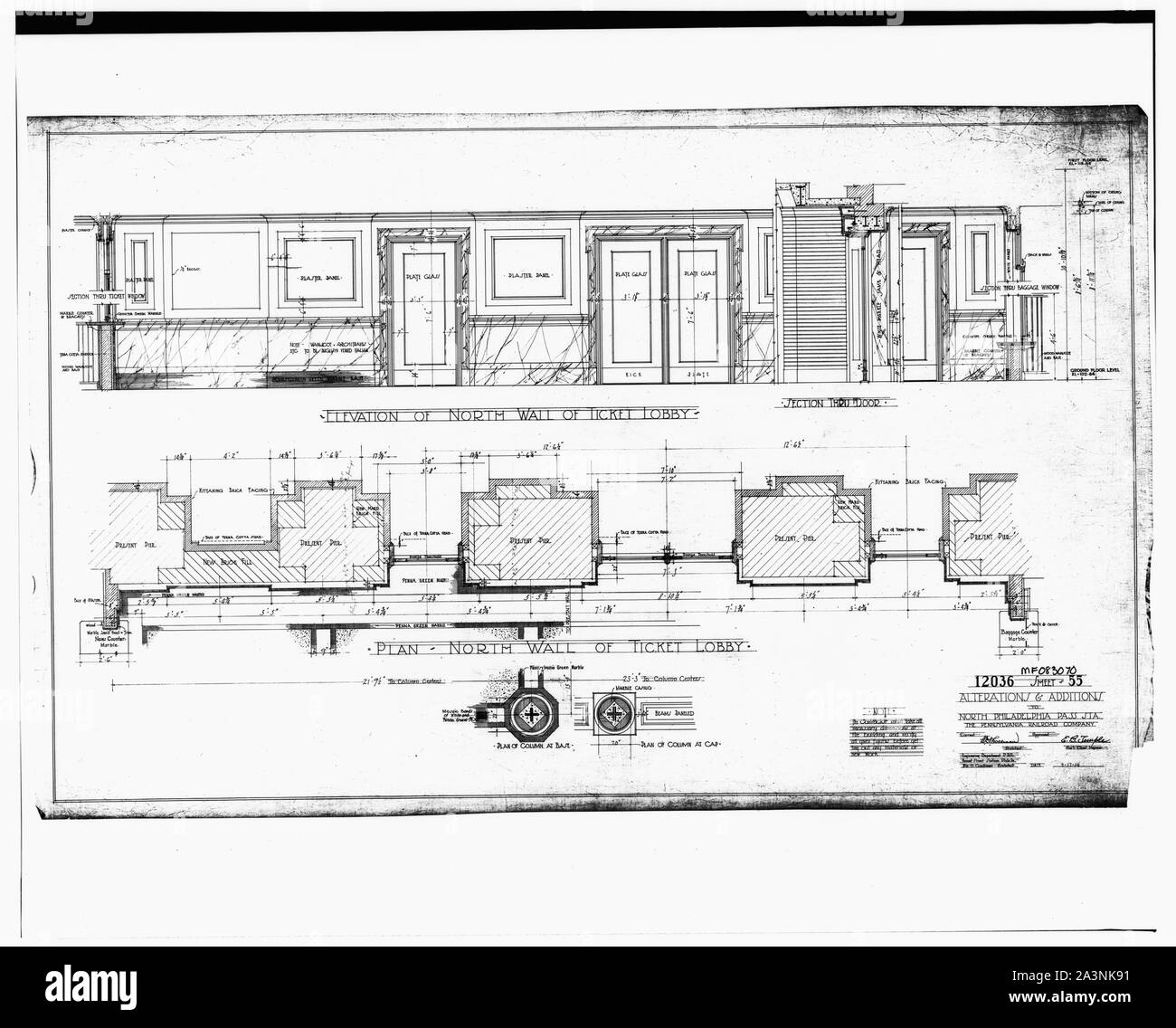 Luglio 1914 disegno dettagliato del biglietto lobby e piani per Germantown giunzione (North Philadelphia) stazione questo è un immagine di un luogo o un edificio che è elencato nel Registro Nazionale dei Luoghi Storici negli Stati Uniti d'America. Il suo numero di riferimento è 92000940 Foto Stock