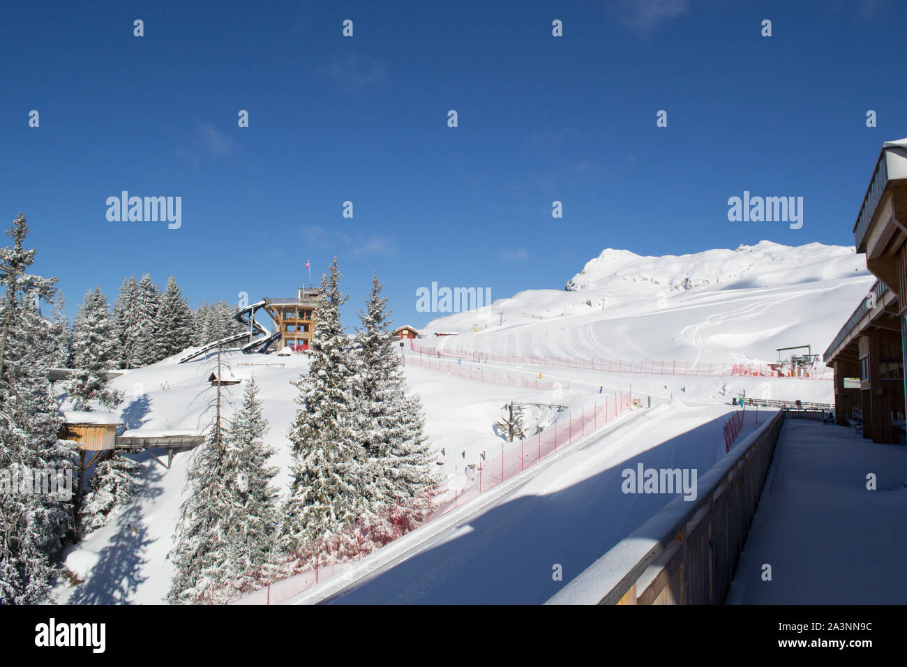 E Davos Klosters Sciare sul Monte Madrisa 2019 Foto Stock