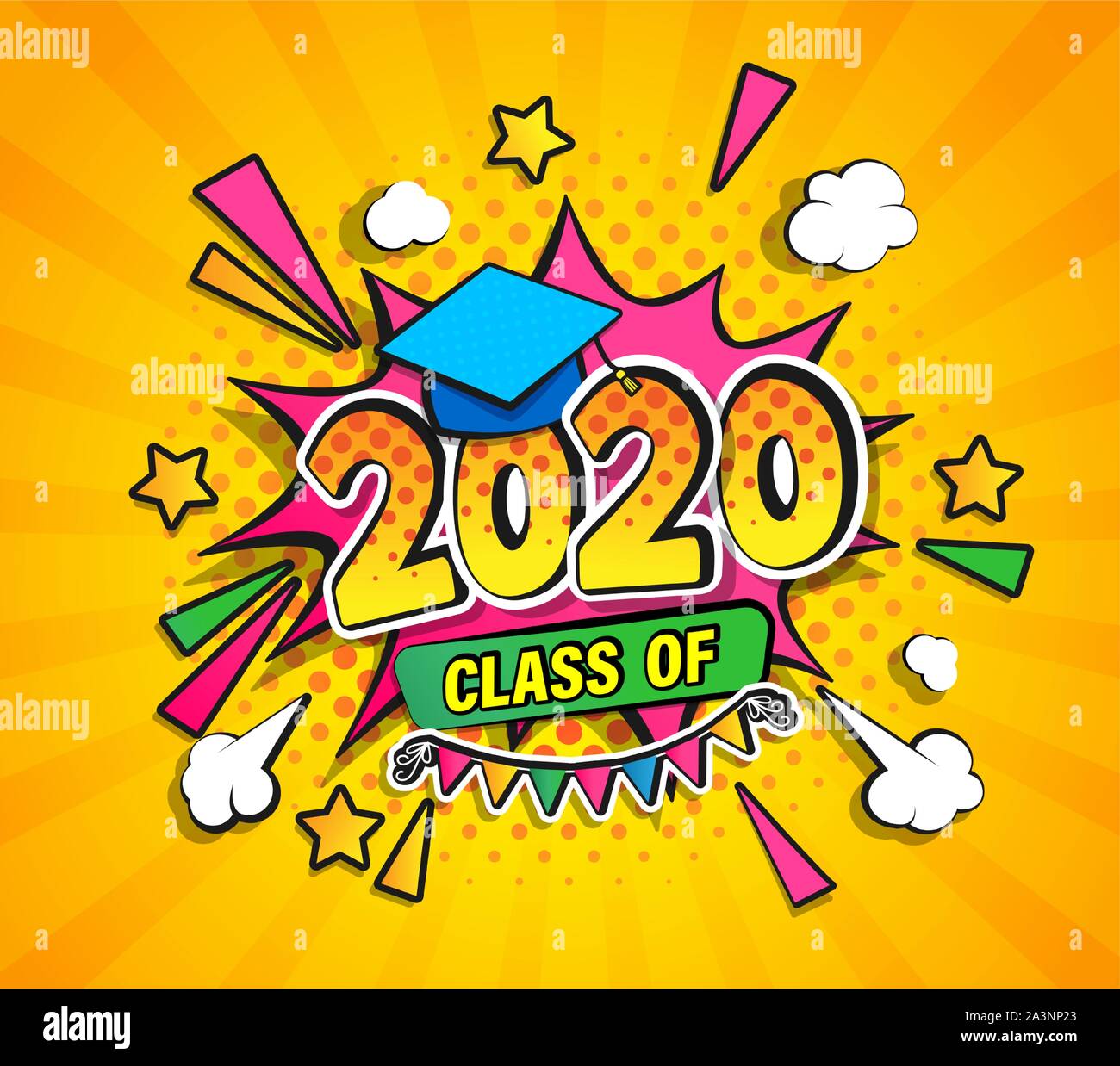 Classe di 2020, laurea banner. Illustrazione Vettoriale