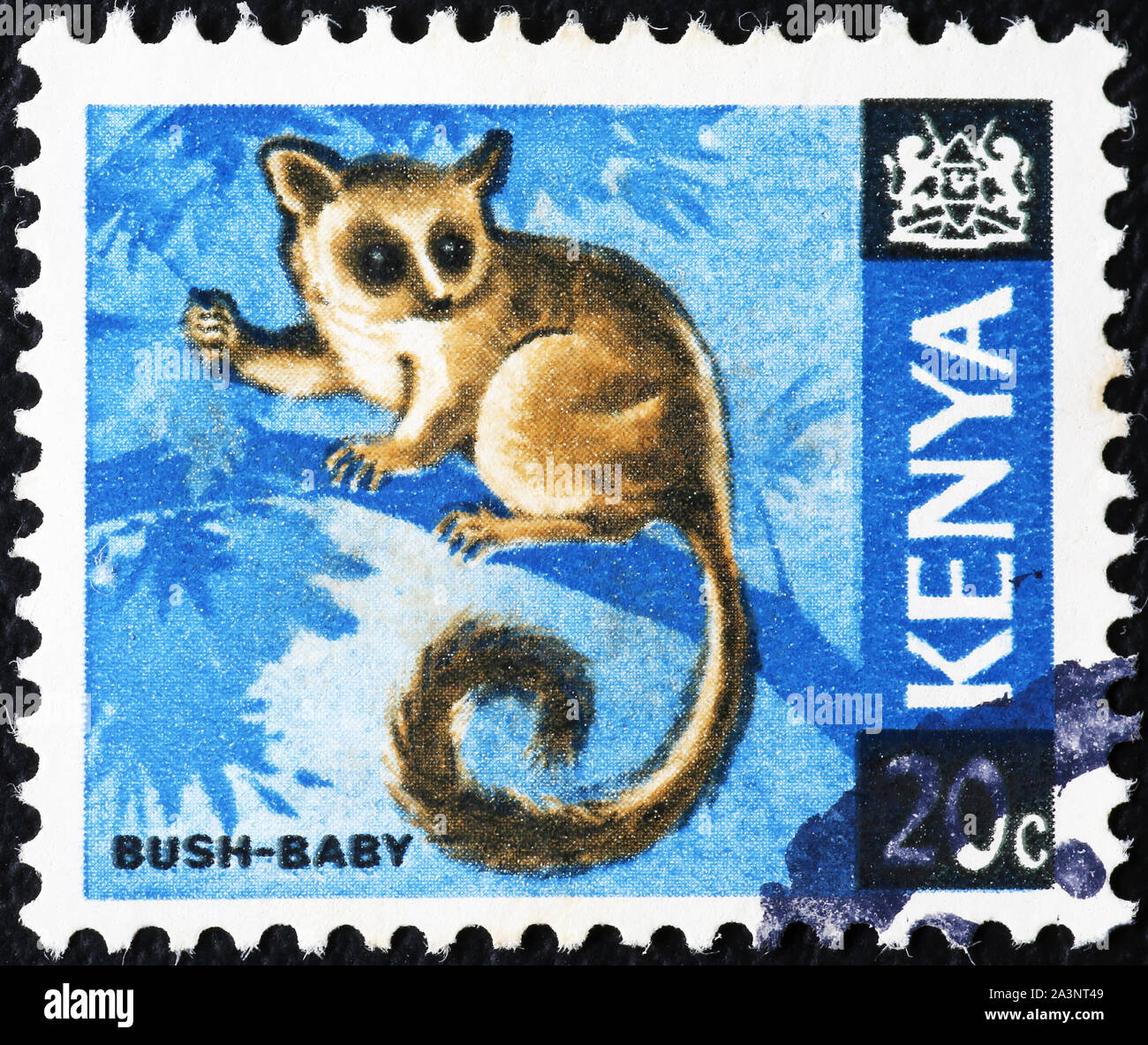 Bush-bambino su keniota francobollo Foto Stock