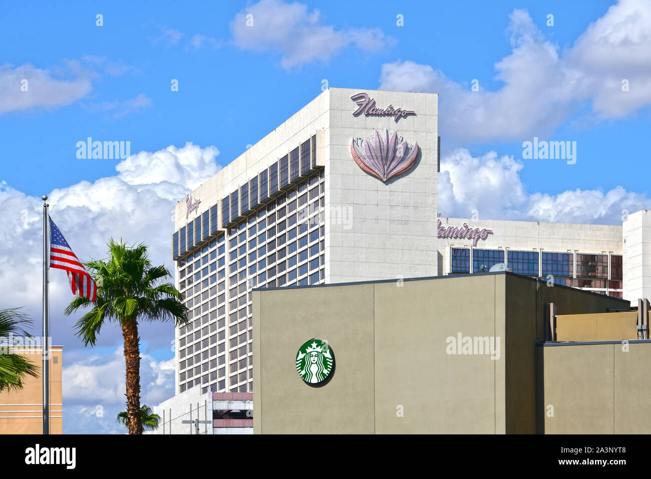 Il Flamingo Las Vegas NV, STATI UNITI D'AMERICA 10-03-18 Questa vivace casino hotel è accanto al rullo di alta ruota panoramica sulla striscia Foto Stock