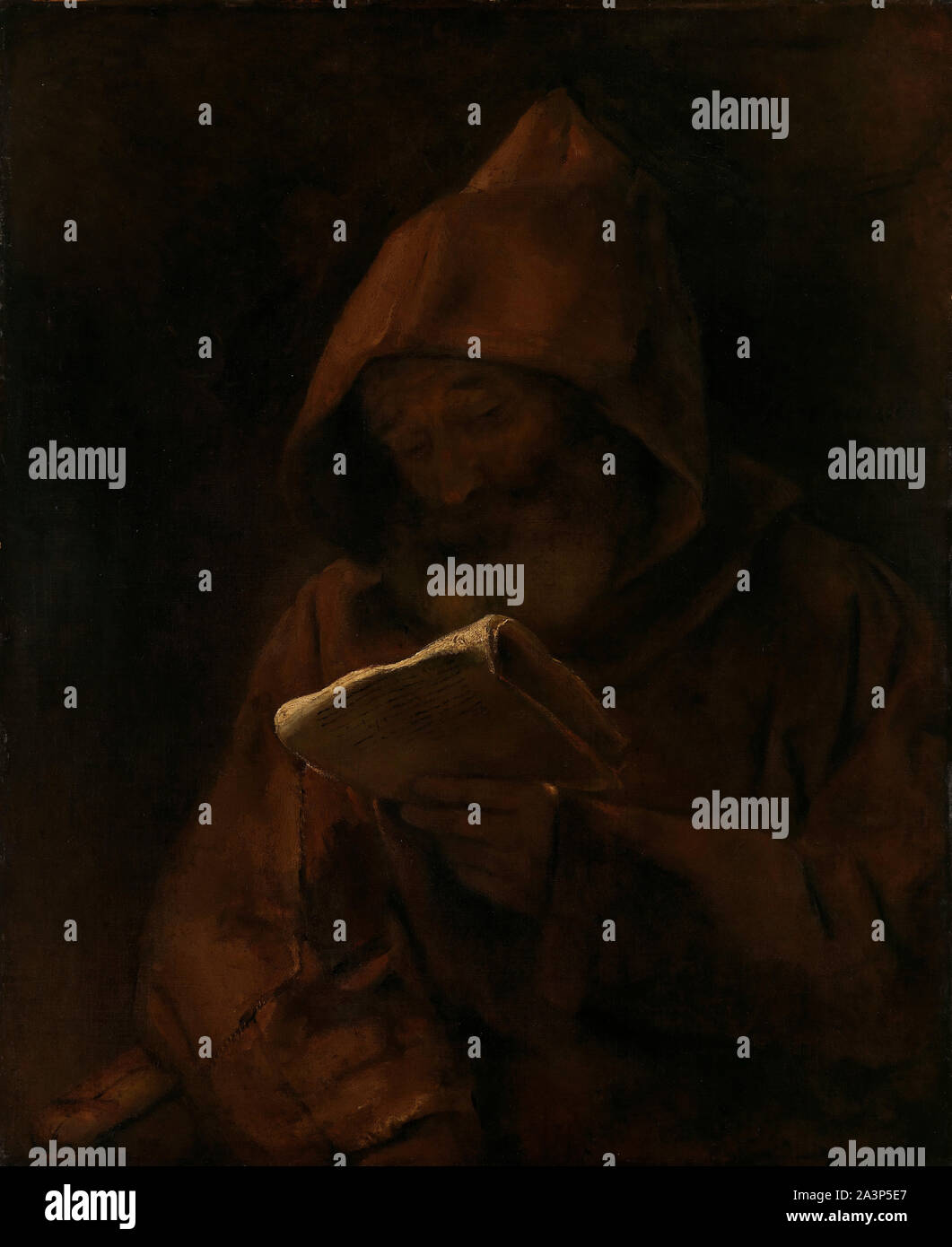 Lettura di Monaco da Rembrandt Harmenszoon van Rijn (1606-1669) Foto Stock
