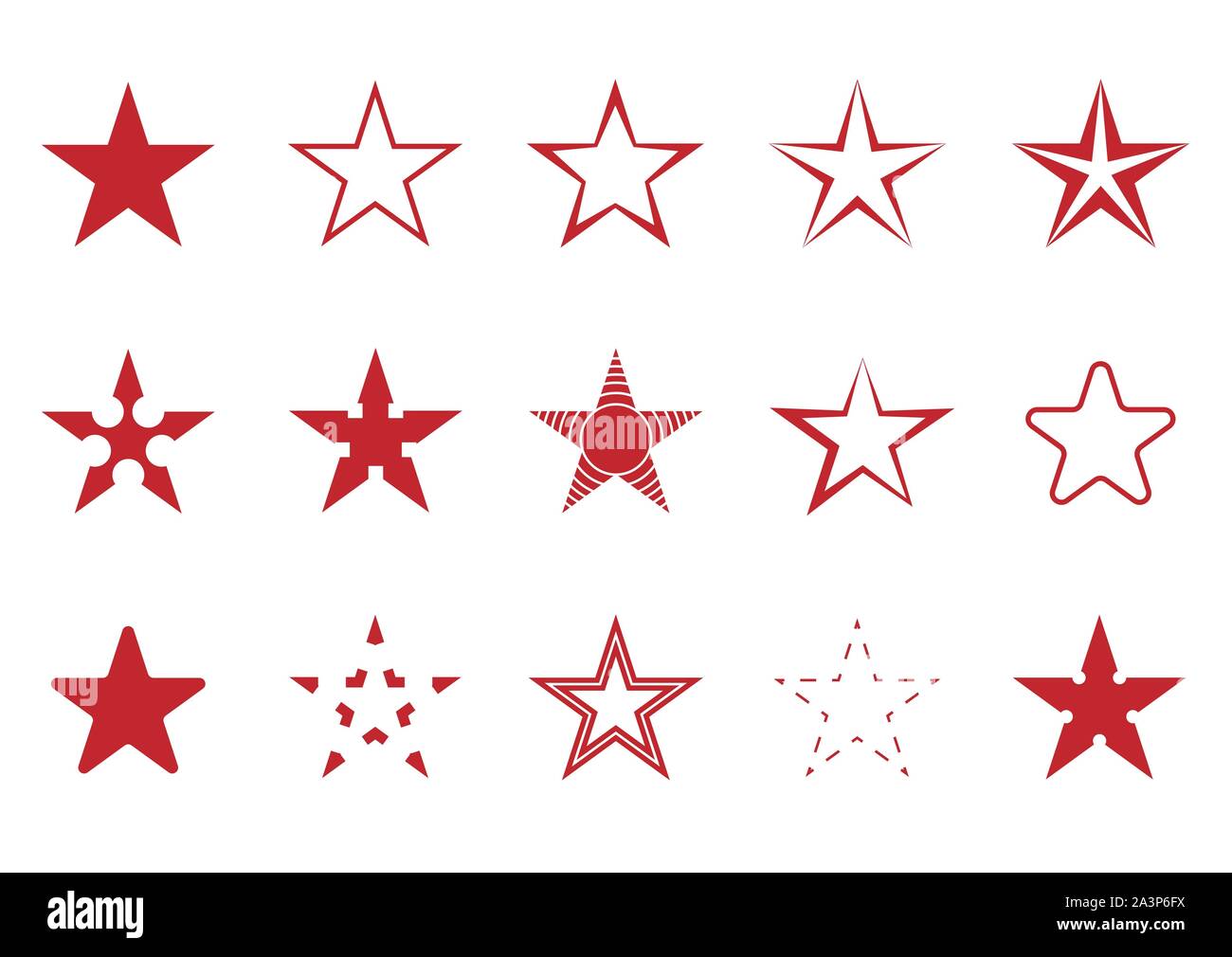 Set di stelle rosse Illustrazione Vettoriale