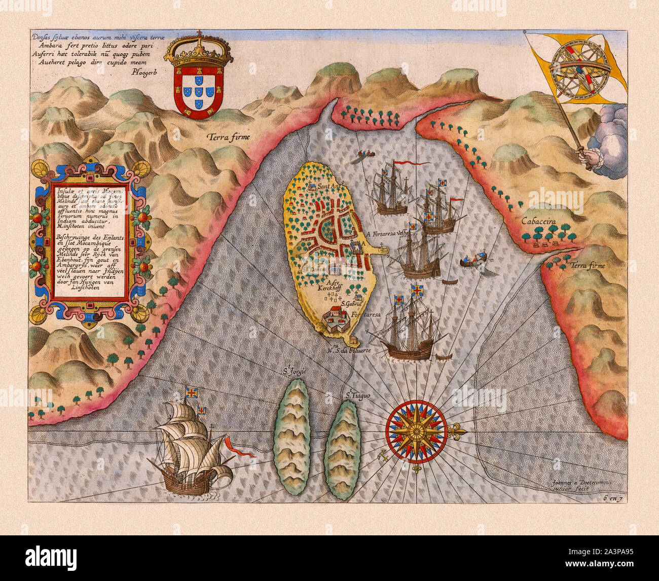 Mappa di Mozambico 1596 Foto Stock