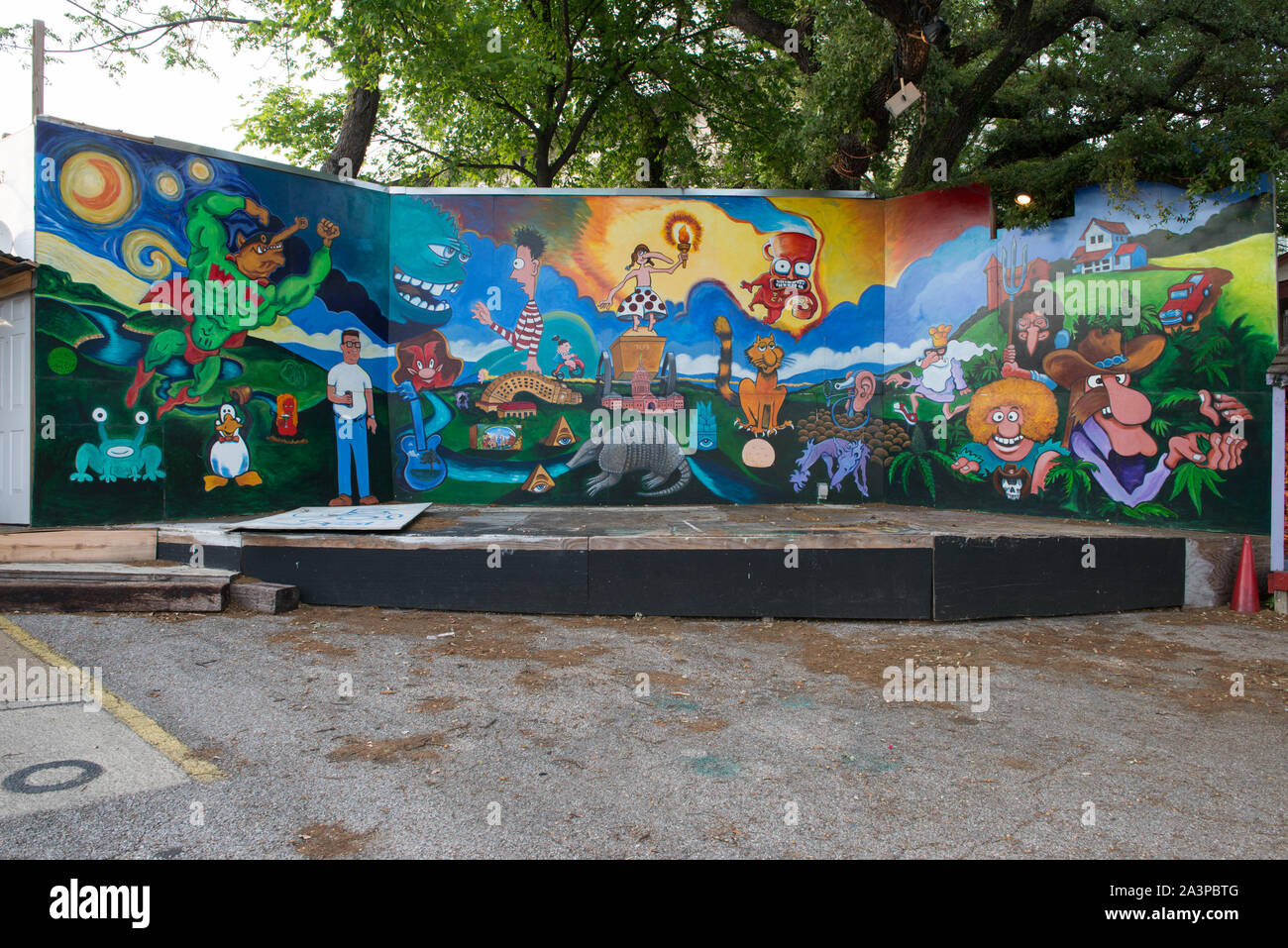 Alcuni potrebbero chiamare questo eclettico, altri funky, arte nel sud vibrante quartiere di Austin di Austin, Texas Foto Stock