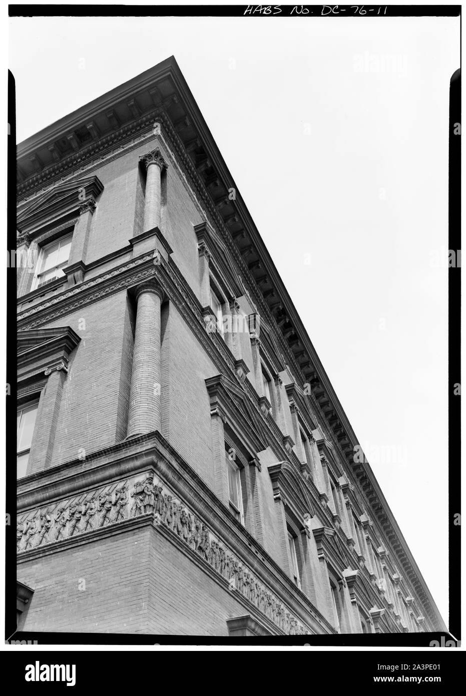 Angolo SUD-EST, dettaglio inglese: 11. Angolo SUD-EST, dettaglio - Pension Edificio, 440 G Street Nordovest, Washington, Distretto di Columbia, DC Foto Stock