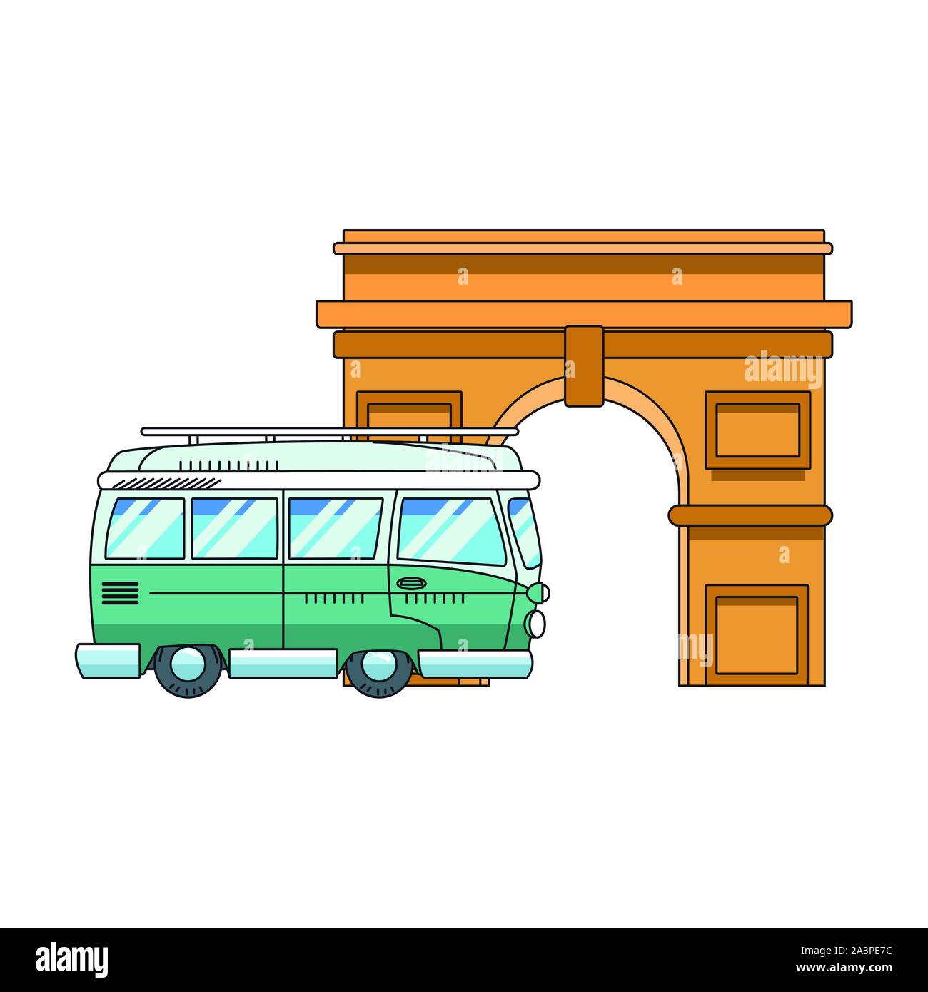 Arco di Trionfo icona, design piatto Illustrazione Vettoriale