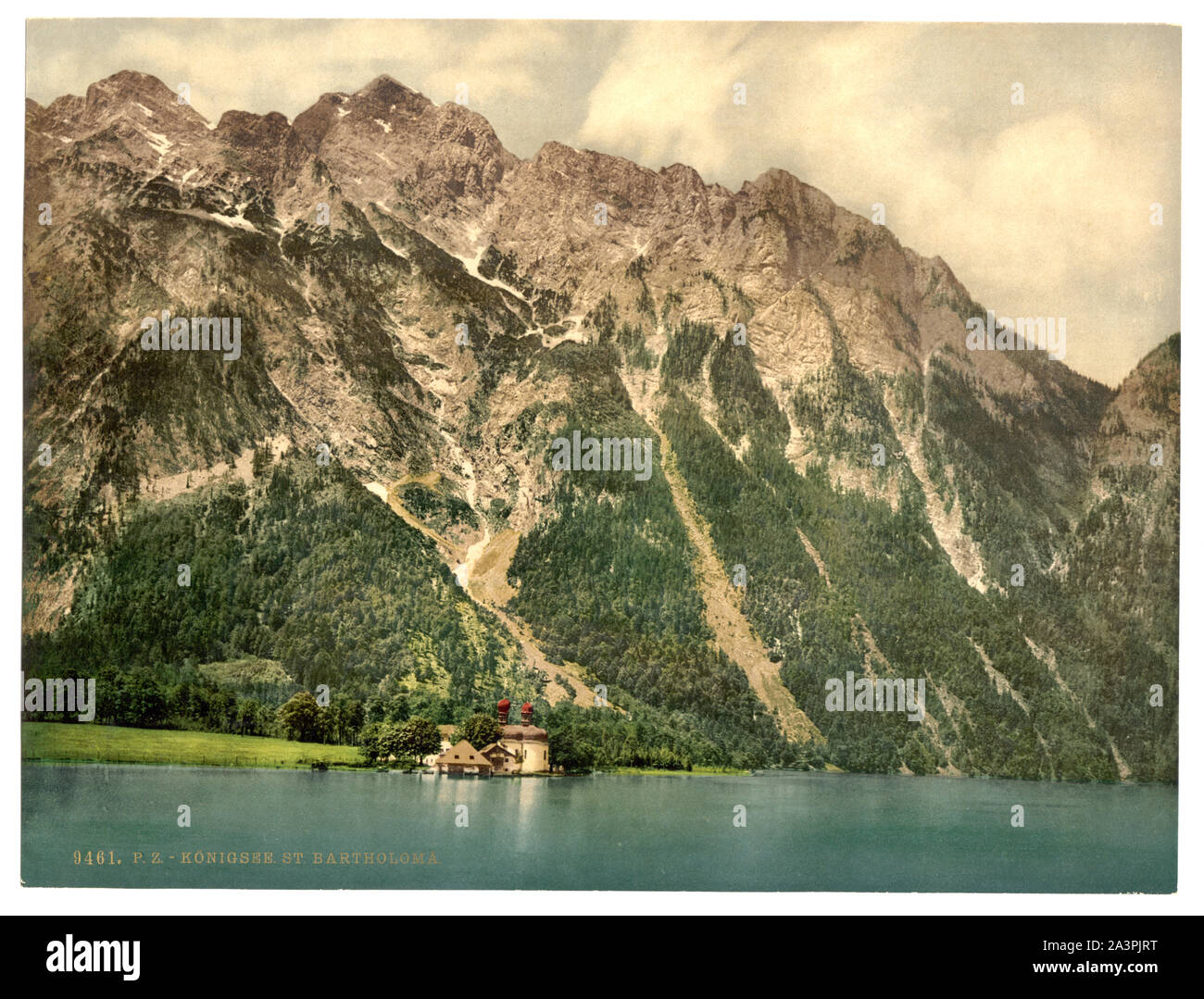 San Bartholoma, Konigsee, Alta Baviera, Germania titolo da Detroit Publishing Co., catalogo J-sezione estera. Detroit, Michigan. : Detroit Photographic Company, 1905. Stampa n. 9461. Forma parte del: Viste della Germania nella stampa Photochrom collection. Foto Stock