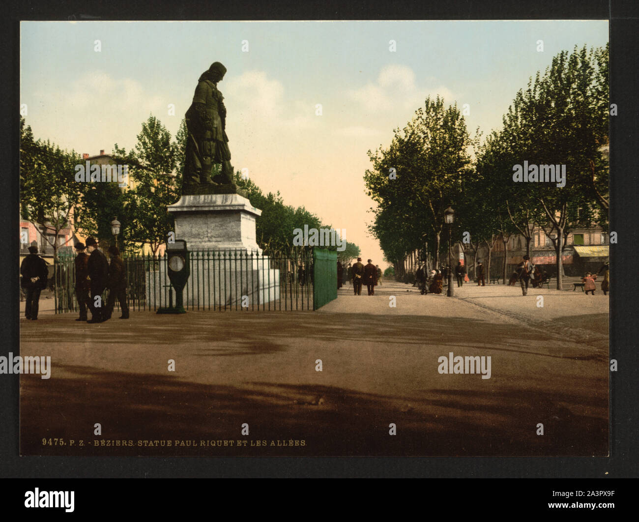 Statua Paul Riquet e di Allées, Béziers, Francia Foto Stock