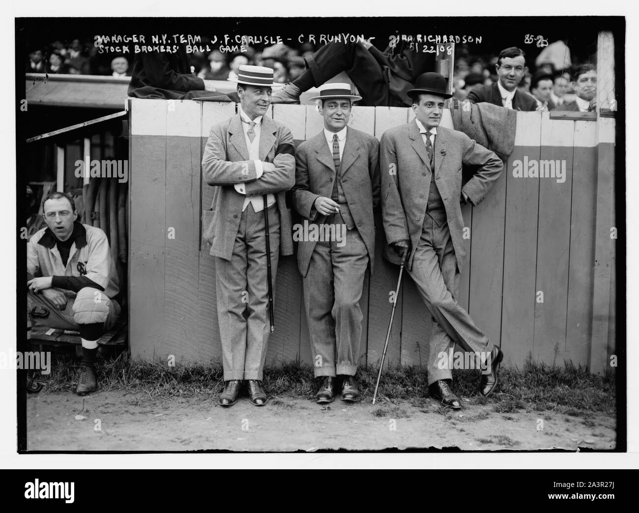 Stock Broker palla di gioco (N.Y. - Boston), Manager N.Y. team J.F. Carlisle, anche C.R. Runyon, e Ira Richardson Foto Stock