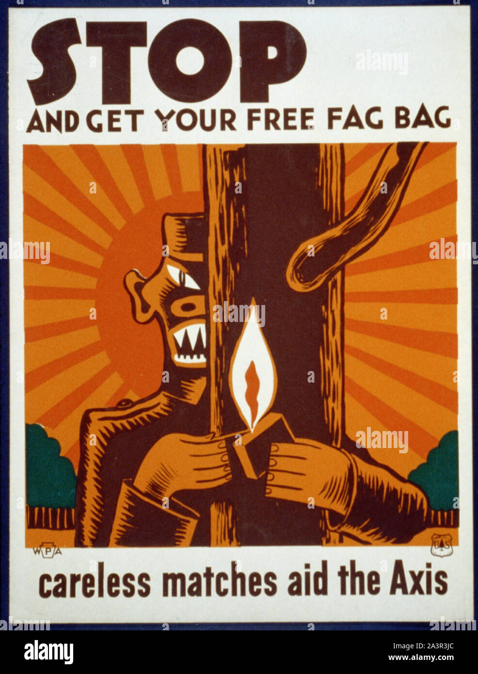 Arrestare e riceverai gratuitamente il sacchetto di fag Foto Stock