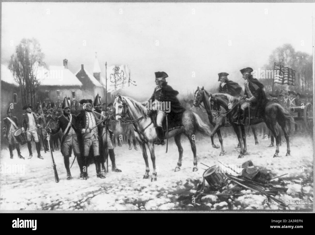 La rinuncia del Col. Johann Rall (battaglia di Trenton) Foto Stock