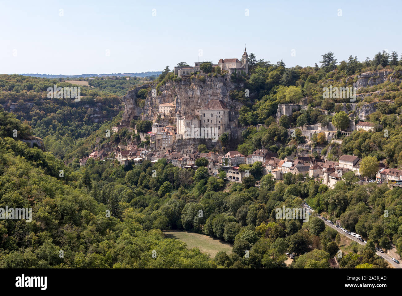 La città di pellegrinaggio di Rocamadour, città episcopale e santuario della Beata Vergine Maria, Lot, Midi-Pirenei, Francia Foto Stock