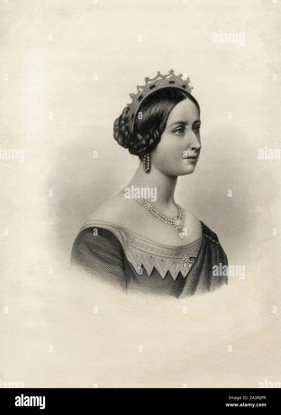 Incisione di giovani Victoria (Alexandrina Victoria; 1819 - 1901), Regina del Regno Unito di Gran Bretagna e Irlanda dal 20 giugno 1837 fino alla sua Foto Stock