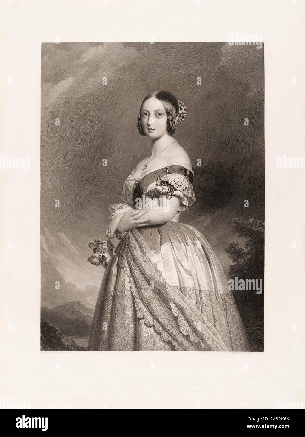 Incisione di giovani Victoria (Alexandrina Victoria; 1819 - 1901), Regina del Regno Unito di Gran Bretagna e Irlanda dal 20 giugno 1837 fino alla sua Foto Stock