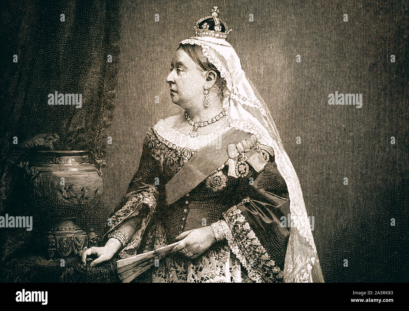 Incisione di Victoria (Alexandrina Victoria; 1819 - 1901), Regina del Regno Unito di Gran Bretagna e Irlanda dal 20 giugno 1837 fino alla sua morte Foto Stock