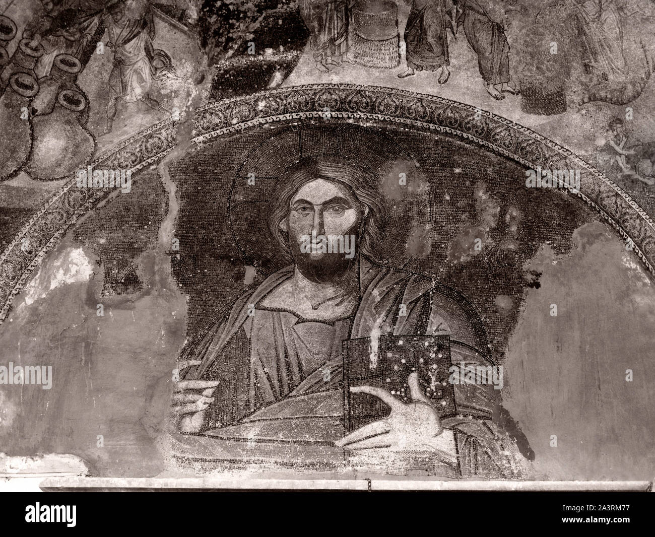 Mosaico nella moschea di Kariye raffigurante Cristo. Fine del XIX secolo Foto Stock