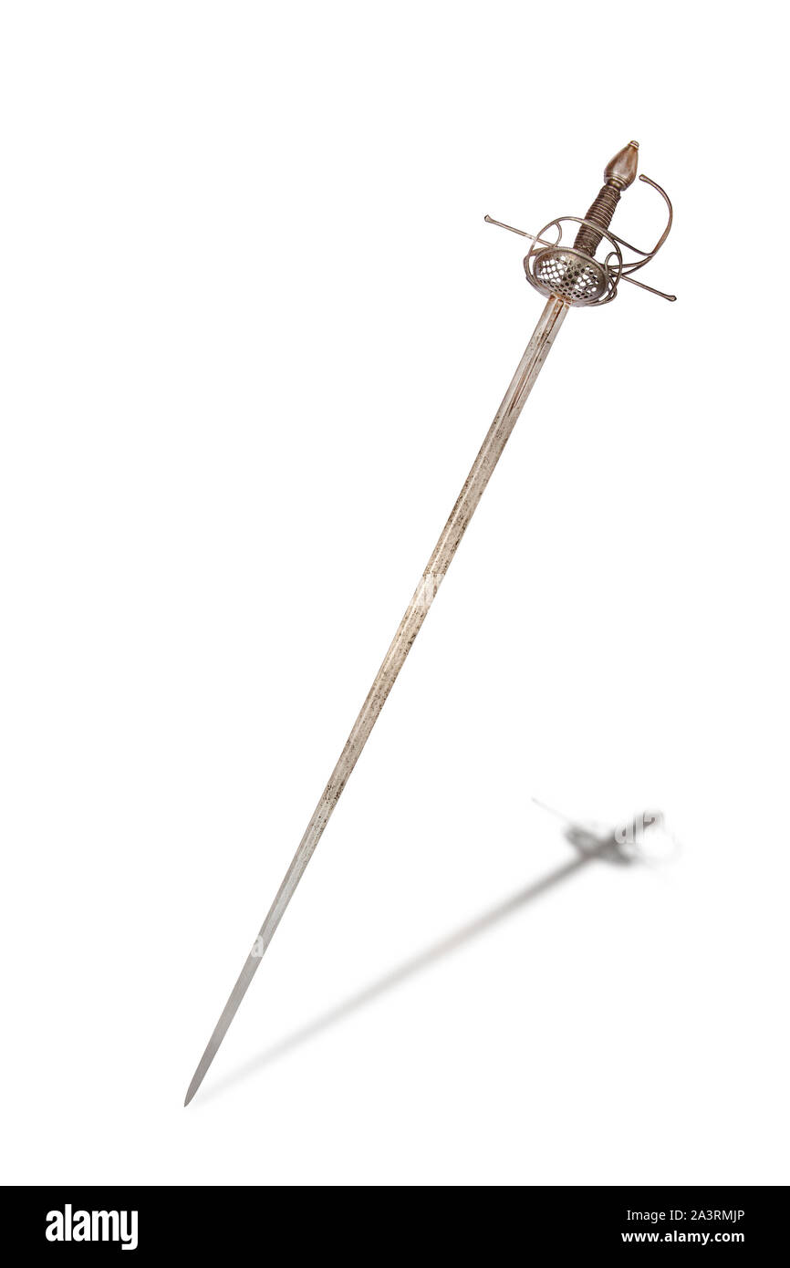 Battaglia francese spada (rapier) dal tempo della Regina Margot e il francese guerre di religione (1562-98). Epee con piena elsa. La Francia del XVI secolo. Foto Stock
