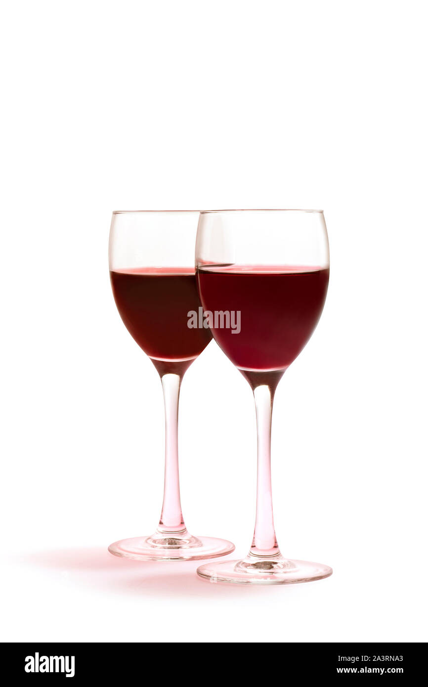 Vino rosso vetro con percorso di clipping su sfondo uniforme Foto Stock