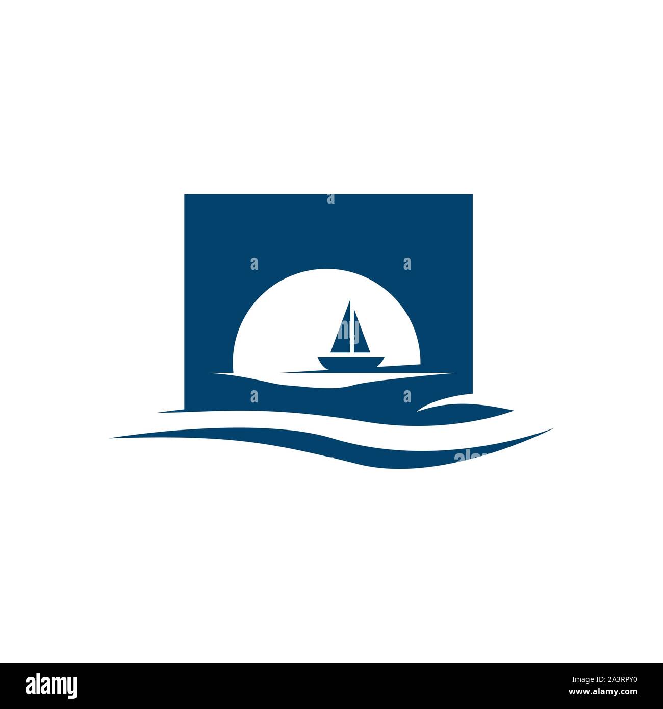 Comfortly blue sailing logo design illustrazioni vettoriali Illustrazione Vettoriale
