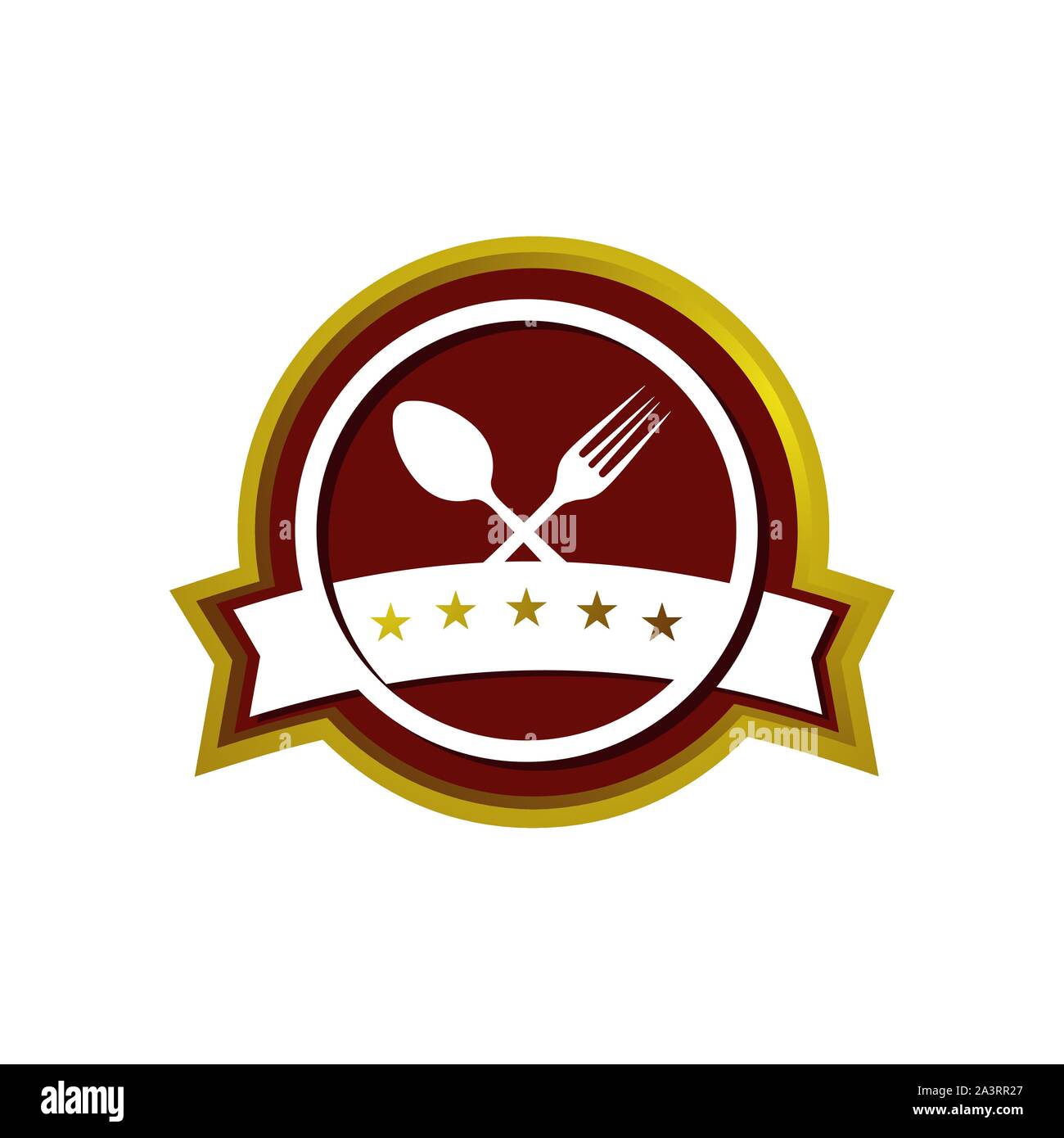 Popolari Cucchiaio e forchetta simbolo premium 5 star restaurant vettore emblema logo illustrazione Illustrazione Vettoriale