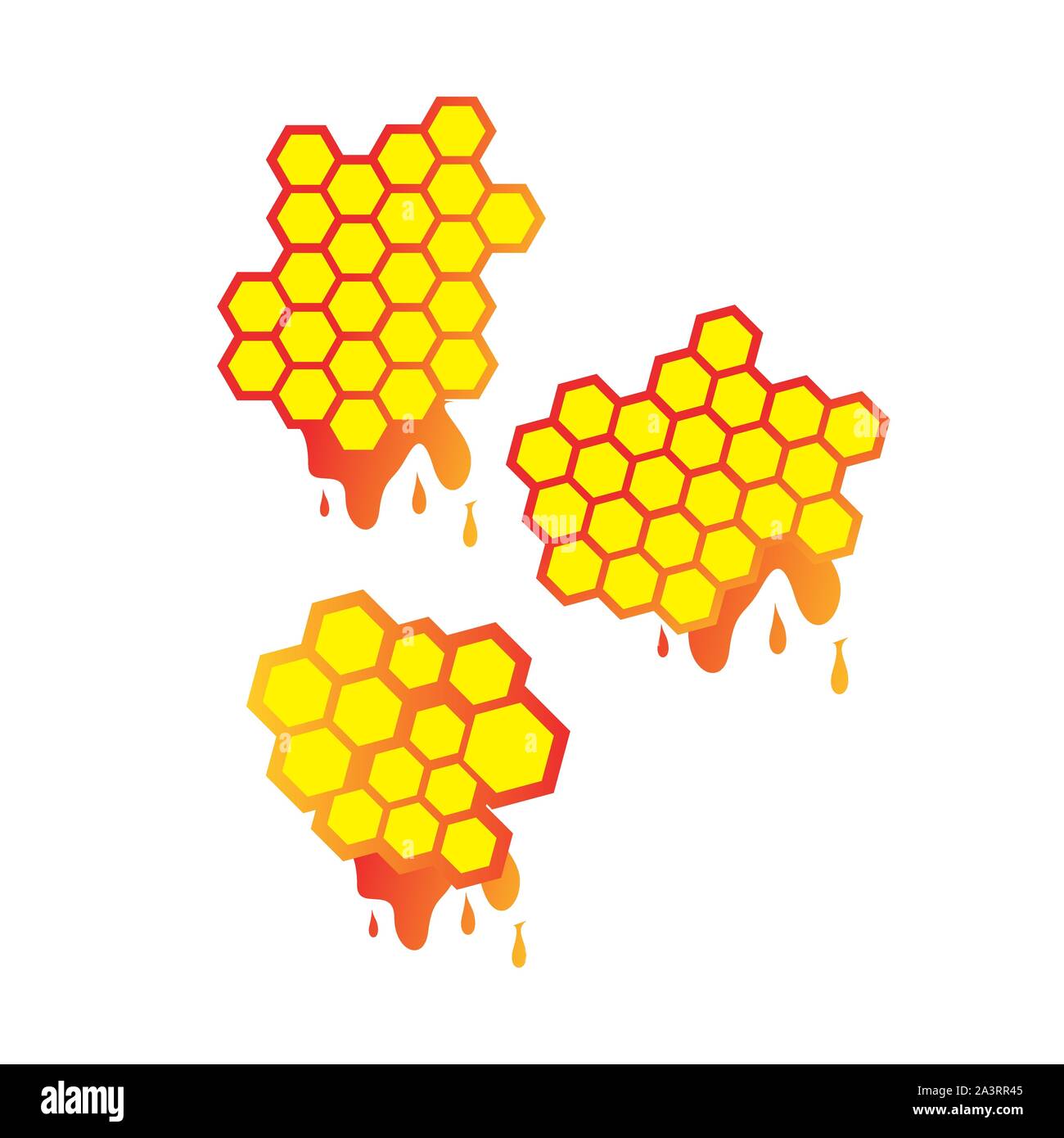 Set di gocce di miele di favo di miele e Logo Design vettore simbolo segno illustrazioni Illustrazione Vettoriale