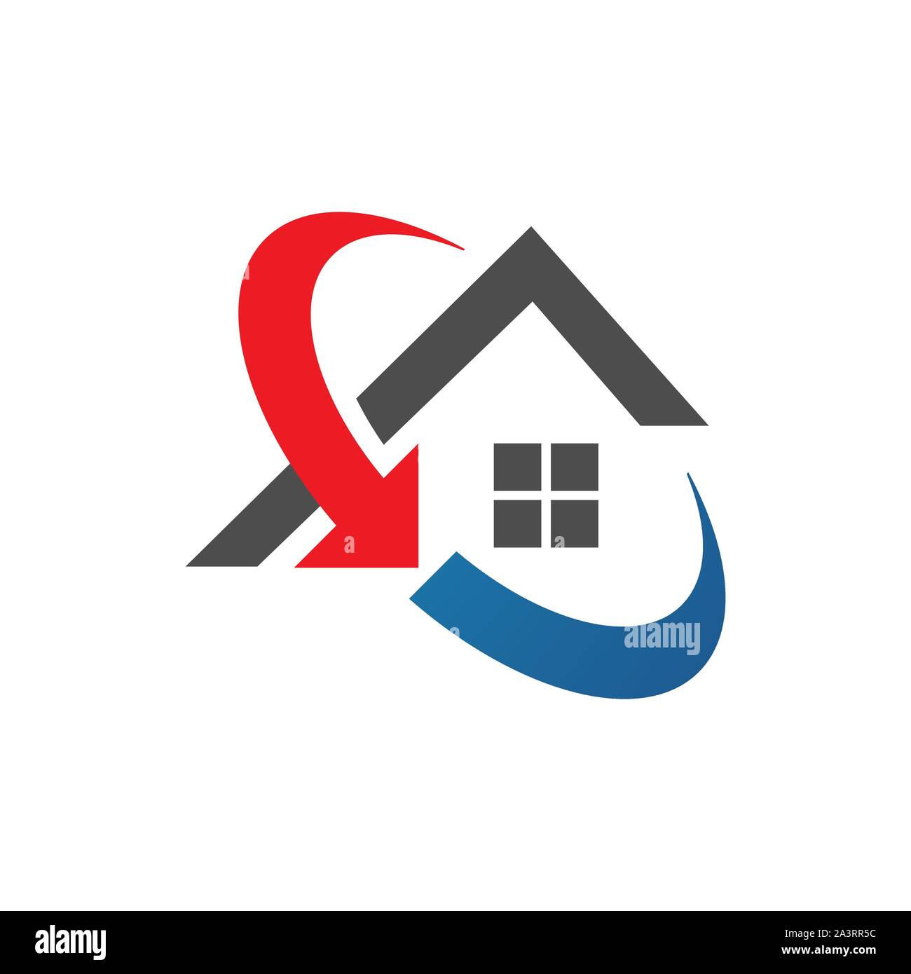 Home restauro logo design dopo il disastro di riparazione manutenzione della proprietà Casa di ristrutturazione icona Illustrazione Vettoriale
