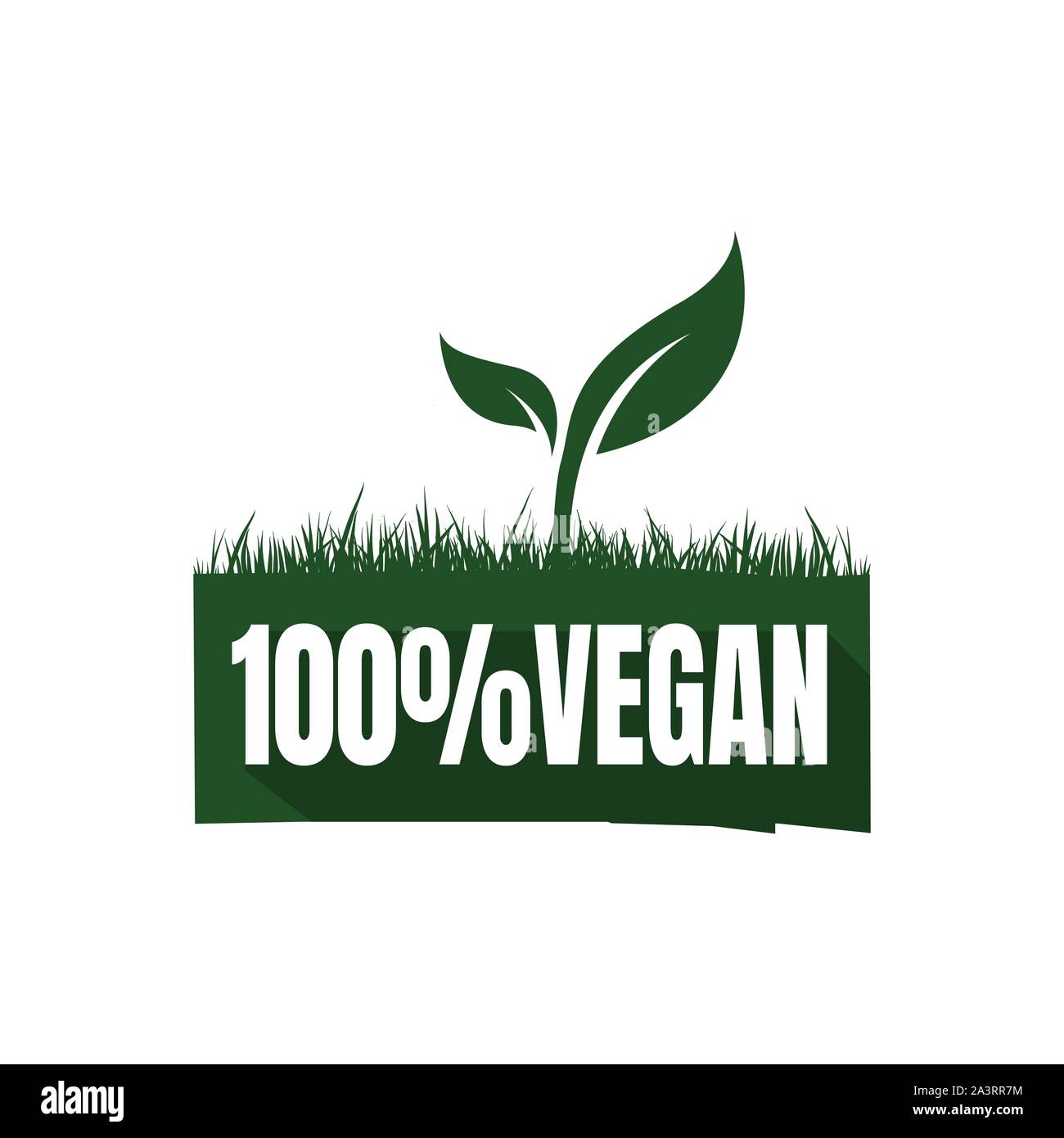 Il nuovo lettering 100% logo vegano segno marchio vegetariano verde simbolo icona vettore elemento Illustrazione Vettoriale