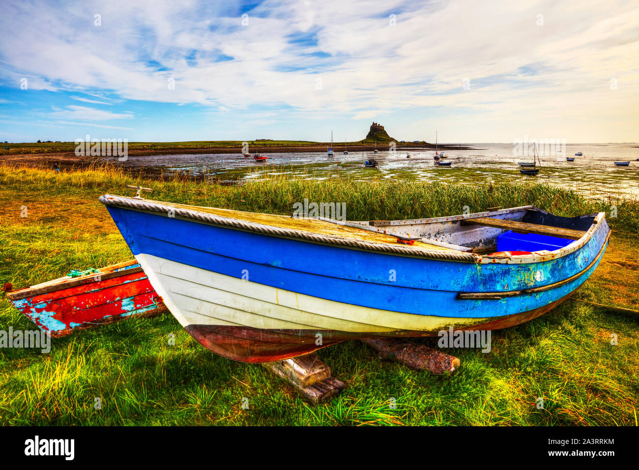Lindisfarne, Isola Santa, Northumberland, Regno Unito, Inghilterra, Lindisfarne Isola Santa Northumberland, Lindisfarne Castle, Lindisfarne Northumberland, Foto Stock