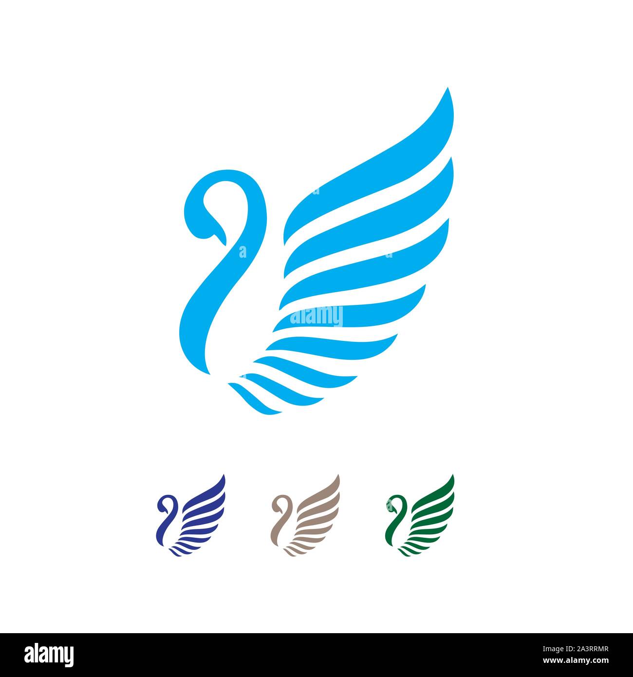 Nuovo elegante ali spreading swan logo design logotipo vettoriale illustrazione di segno Illustrazione Vettoriale