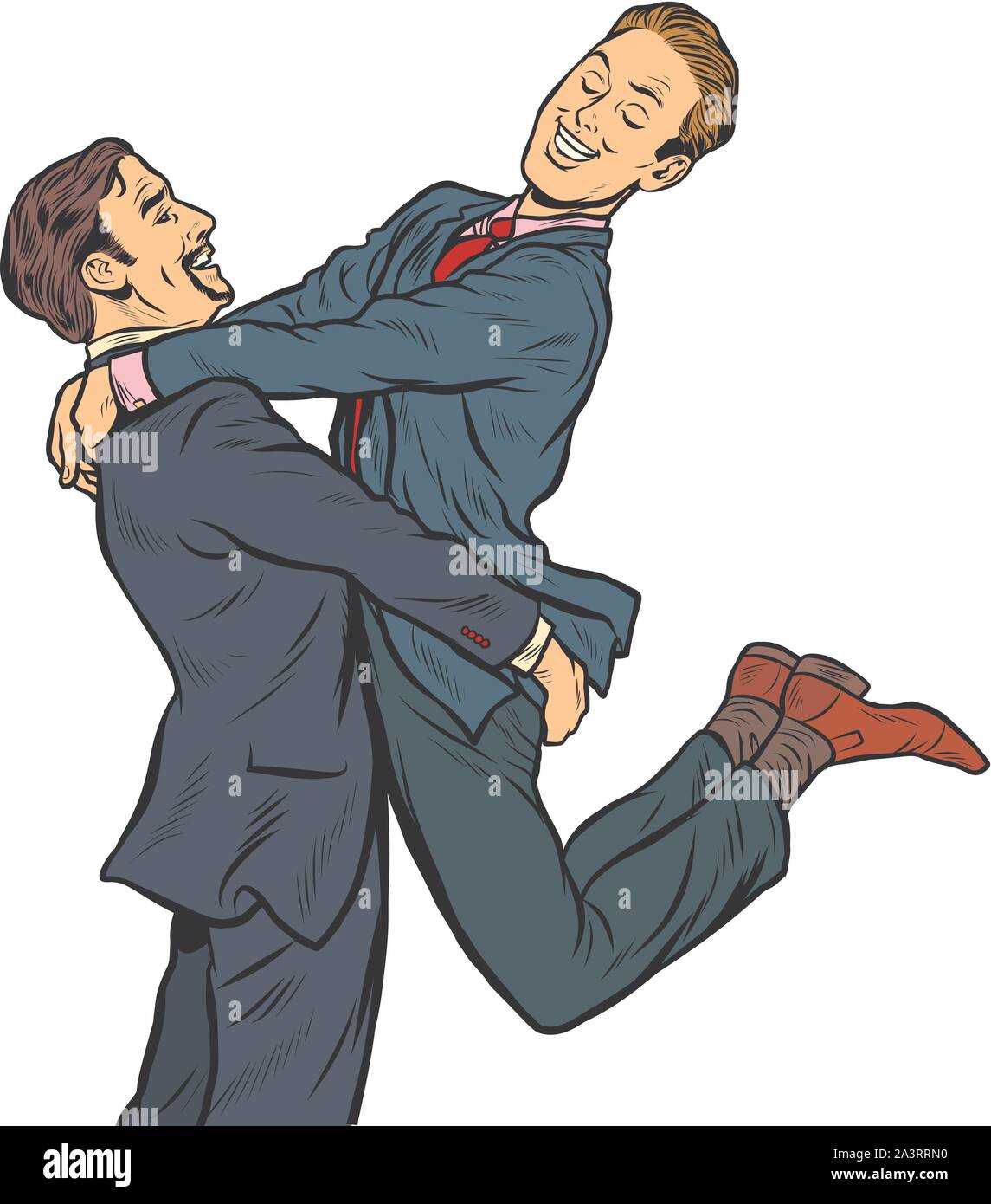 Coppia gay nell'amore. La Pop art retrò illustrazione vettoriale disegno Illustrazione Vettoriale