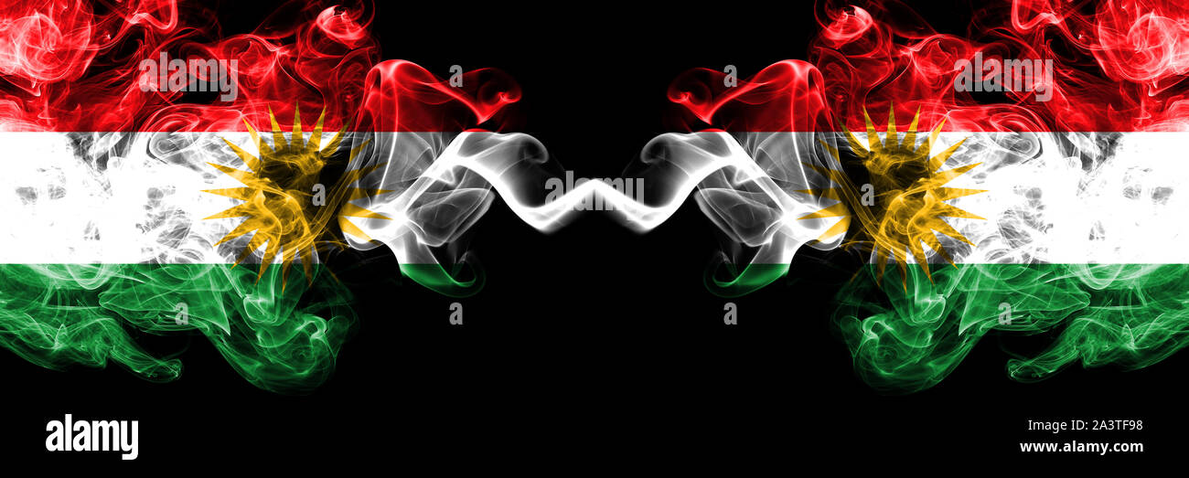Color Curda Il Kurdistan vs Kurdistan, fumo curda bandiere poste fianco a fianco ...
