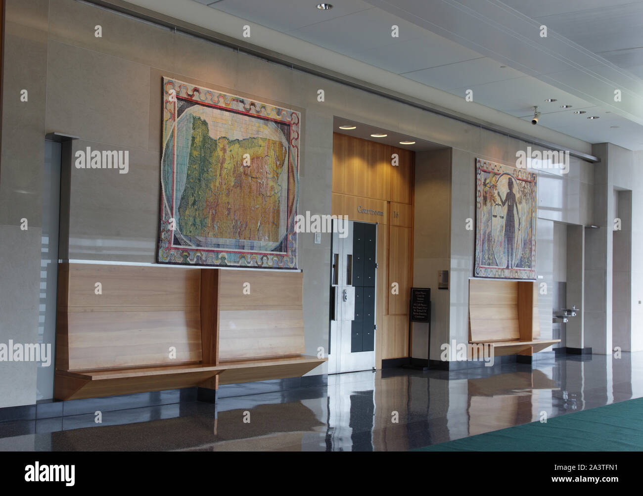 Oregon tessili giustizia, Patrimonio giudiziaria, Oregon ambiente a marchio O. Hatfield U.S. Courthouse, Portland, Oregon Foto Stock