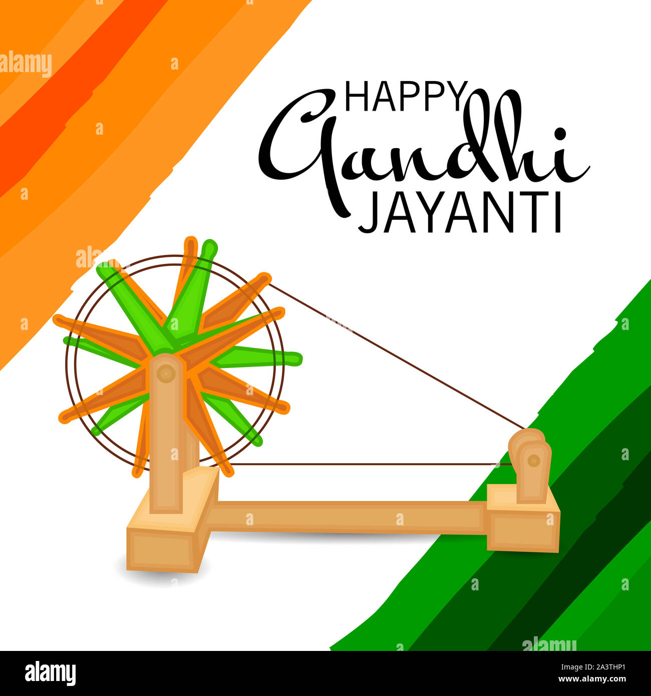 Illustrazione di un sottofondo o poster per la felice Gandhi Jayanti o il 2o ottobre. Foto Stock