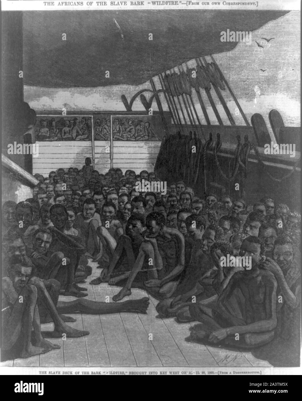 Gli africani della corteccia slave Wildfire--Il ponte slave della corteccia Wildfire, portato a Key West on April 30, 1860 Foto Stock