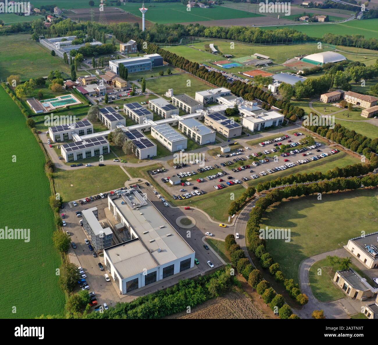 Vista aerea del campus dell'Università di Parma / Italia Foto Stock