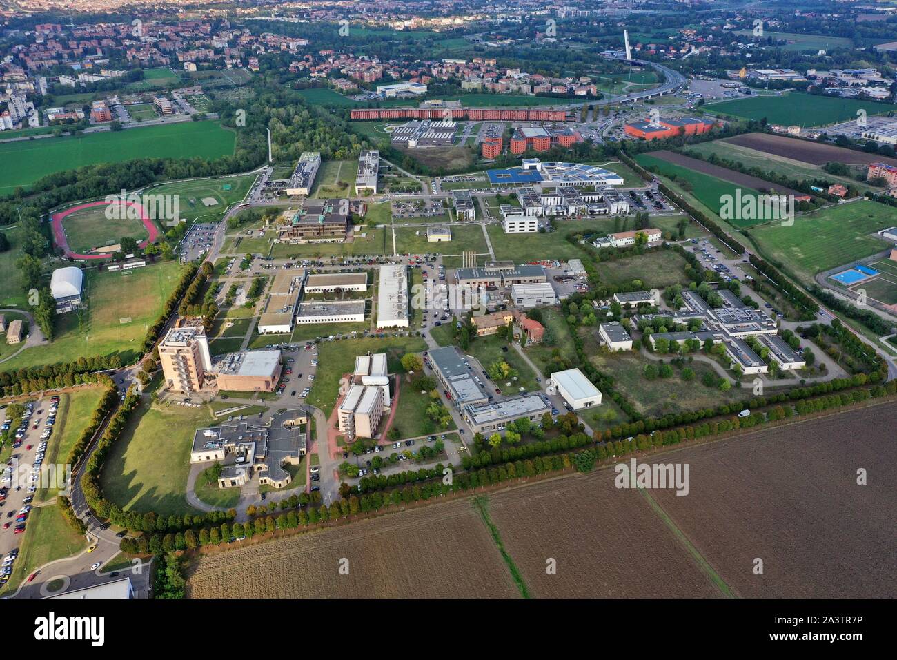 Vista aerea del campus dell'Università di Parma / Italia Foto Stock