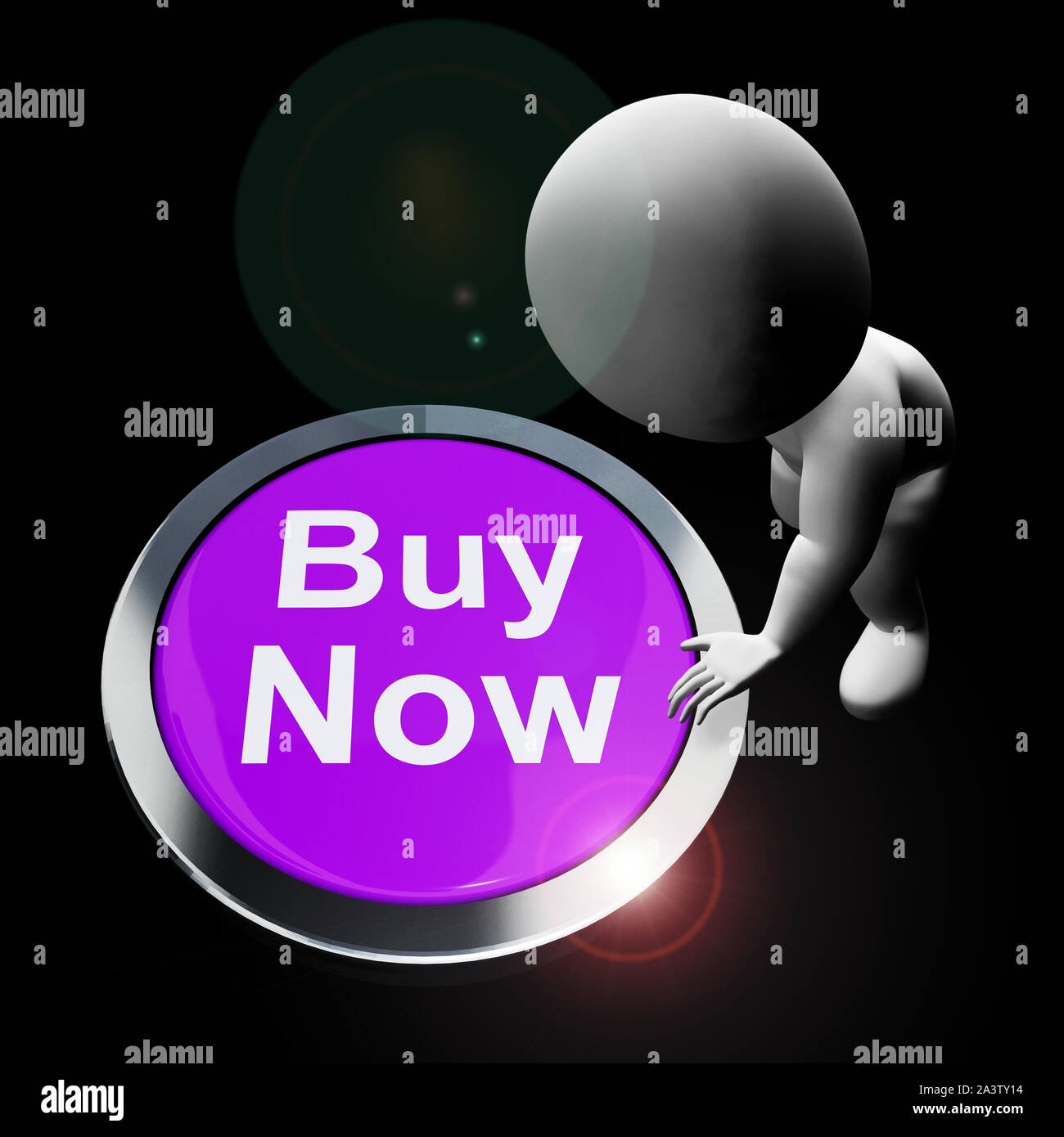 Acquista ora icona pulsante per acquisti urgenti in un istante. Con l'e-commerce per internet negozi abbiamo immediata acquisizione - 3d illustrazione Foto Stock