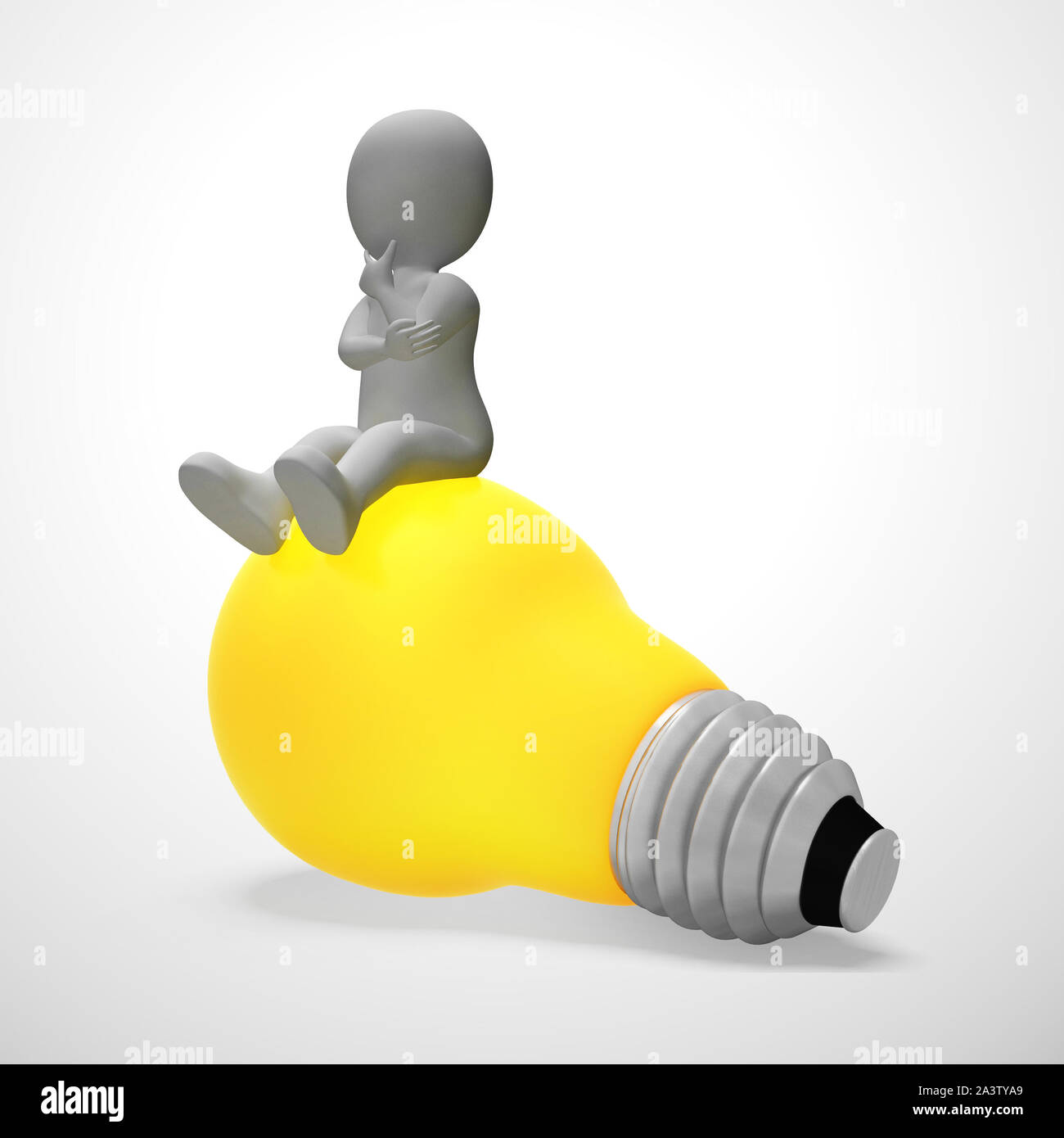 Idee e ispirazione concetto rappresentato da una lampadina. Attività di brainstorming pensieri e piani - 3d illustrazione Foto Stock