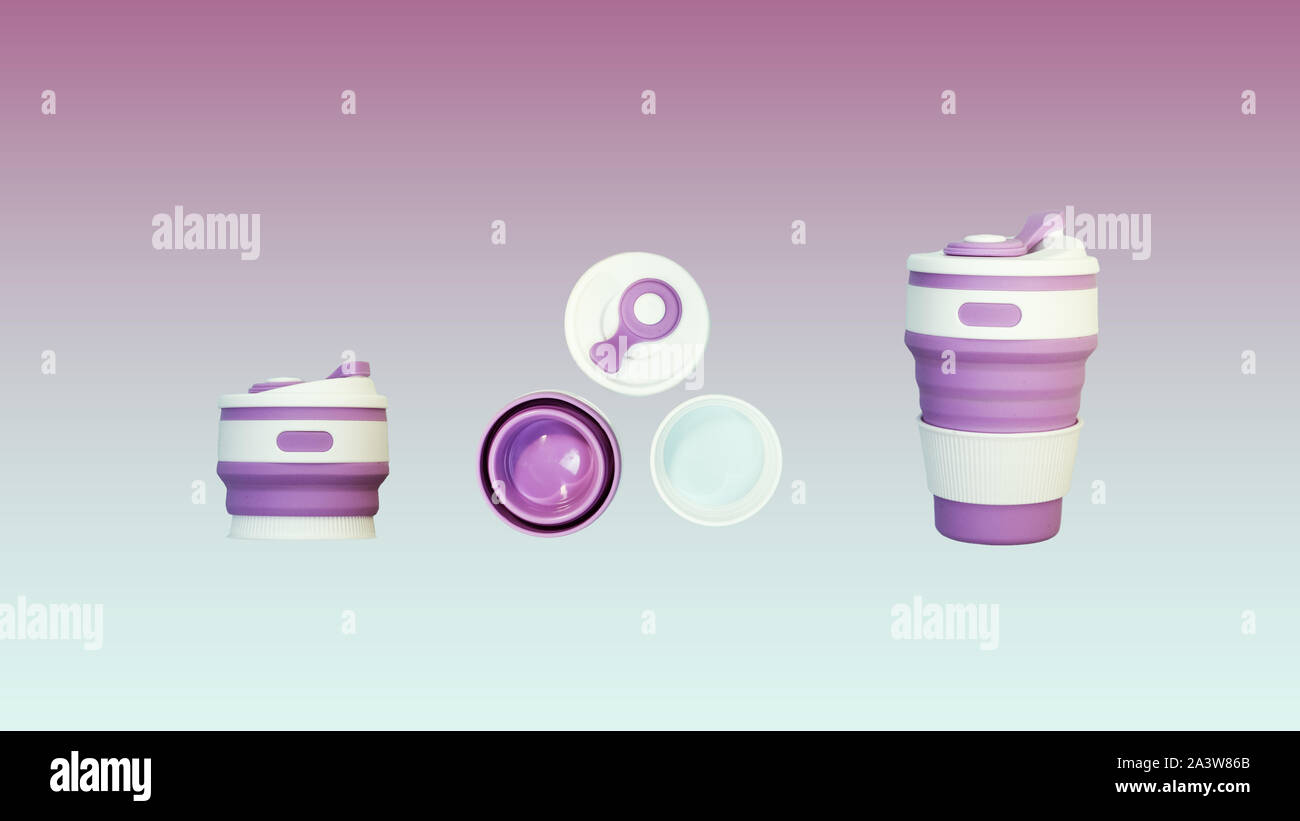 Rifiuti Zero concetto. Elegante eco riutilizzabili tazza da caffè di bamboo naturale cup Foto Stock