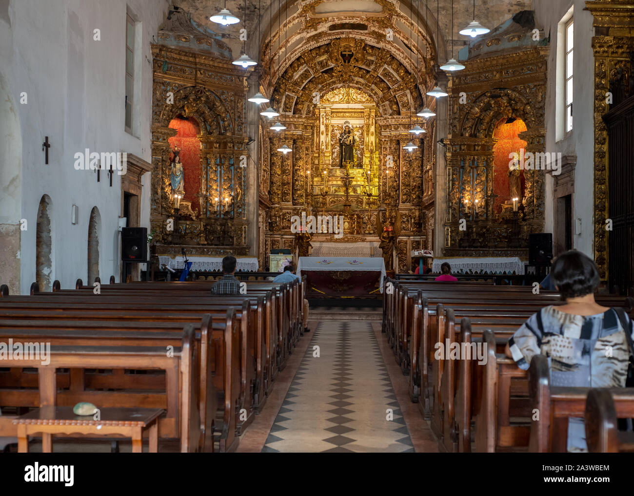 RIO DE JANEIRO, RJ , Brasile - 12 Settembre 2019: Chiesa all'interno del convento di San Anthon (Convento do Santo Antonio) in stile barocco Foto Stock